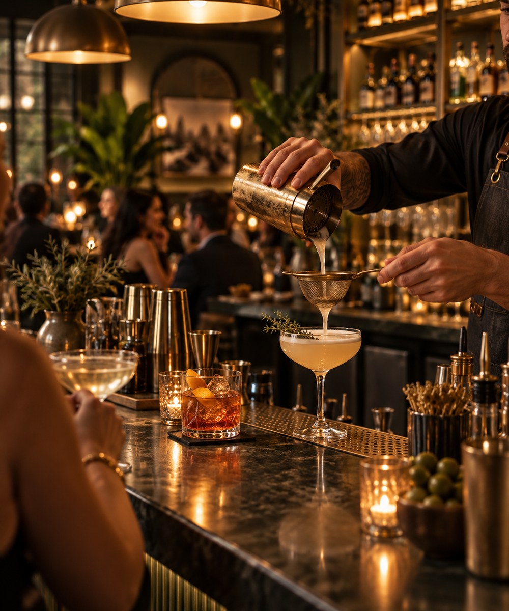 A signature cocktail at Copper & Vine Social House